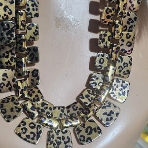 Leopard NecklacePrint Gold Necklace Animal Print Inspired Choker Collar Necklace